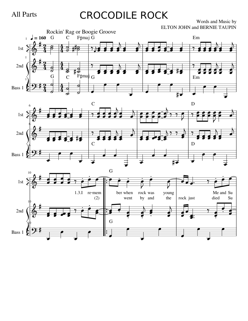 Crocodile Rock Sheet music for Accordion (Piano Trio) | Musescore.com