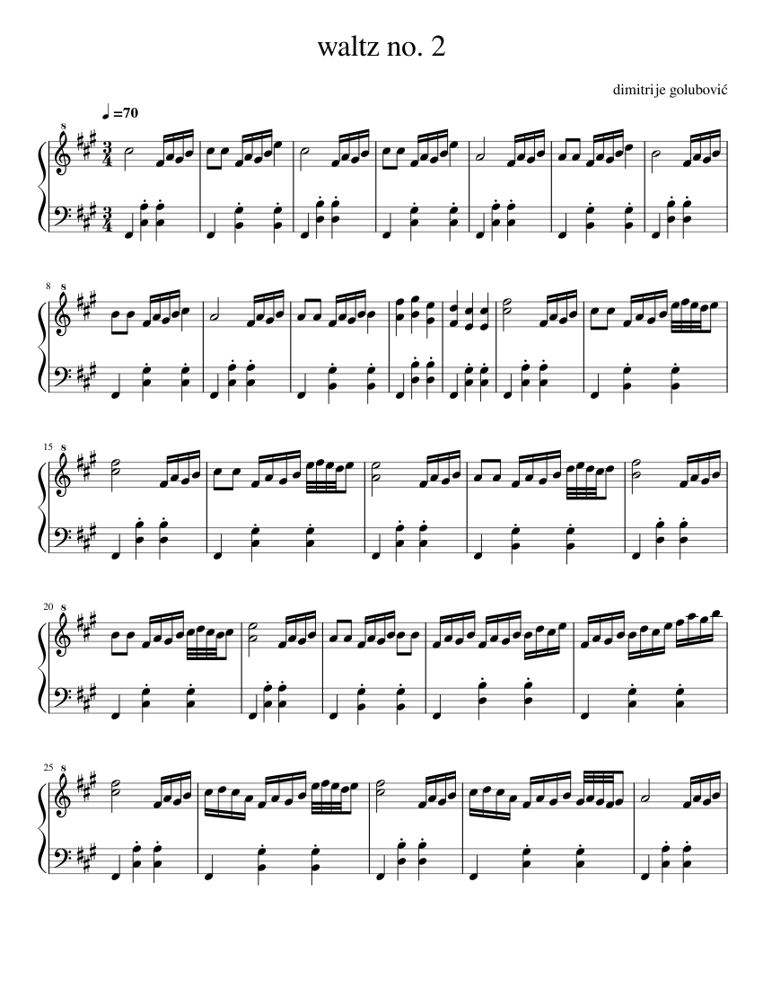 waltz no. 2 in f# minor Sheet music for Piano (Solo) | Musescore.com