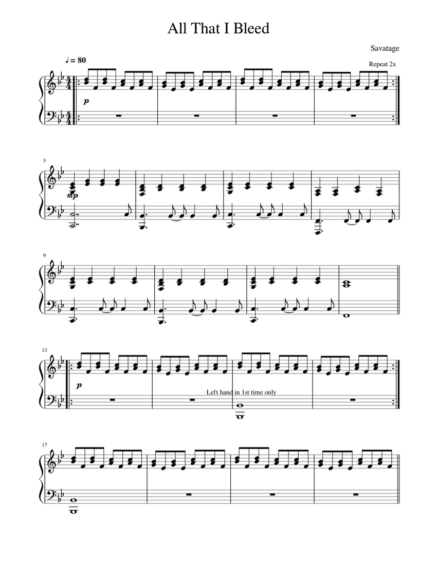 Savatage - All That I Bleed Sheet music for Piano (Solo) | Musescore.com