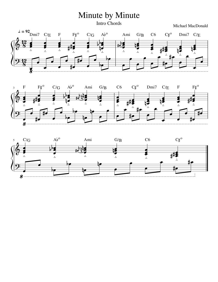 Minute by Minute Sheet music for Piano (Solo) Easy | Musescore.com