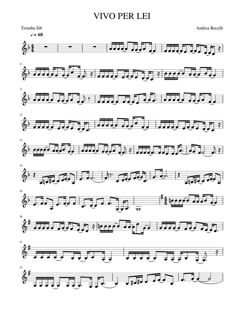 VIVO PER LEI Sheet music for Trumpet in b-flat (Solo) | Musescore.com