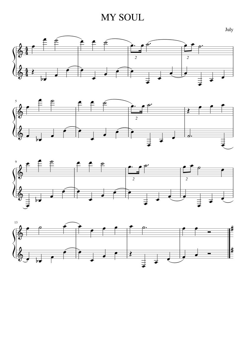 MY SOUL Sheet Music for Piano (Solo) easy | MuseScore.com