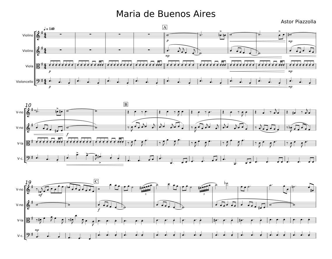 Maria de Buenos Aires - Astor Piazzolla Sheet music for Violin, Strings ...