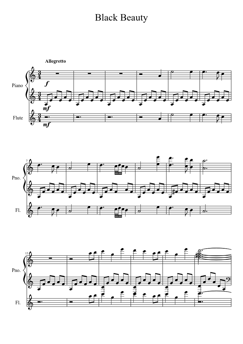 Black Beauty Sheet music for Piano, Flute (Solo) | Musescore.com