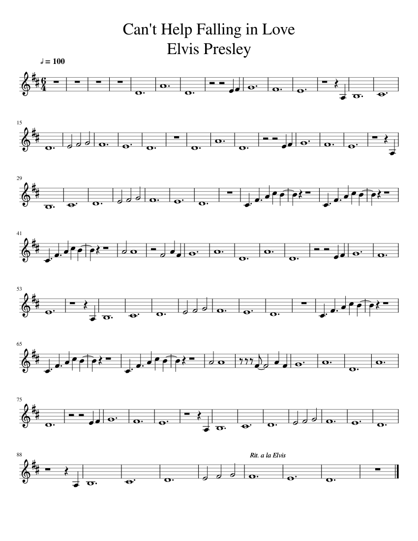 Can T Help Falling In Love Violin Sheet Music For Violin Solo Musescore Com