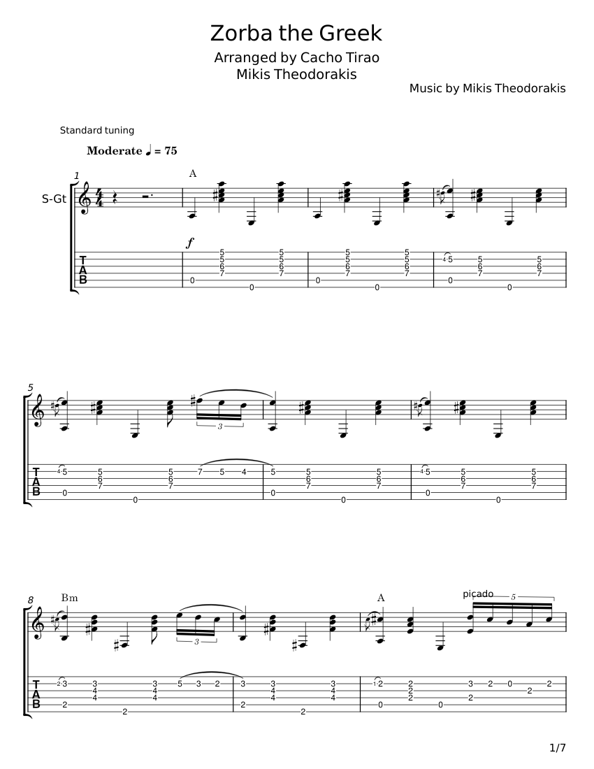 Zorba The Greek Mikis Theodorakis Sheet Music For Guitar Solo zorba-the-greek-mikis-theodorakis-sheet-music-for-guitar-solo