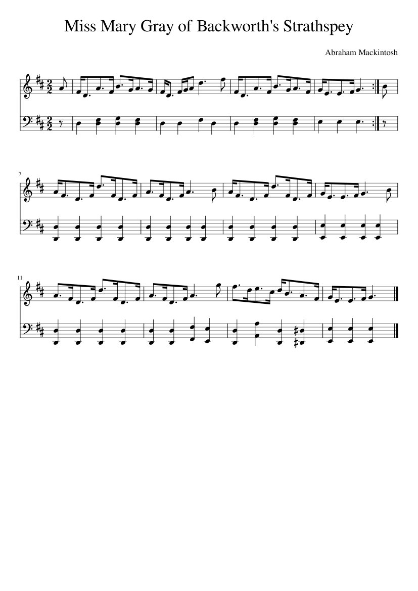 Miss Mary Gray of Backworth's Strathspey