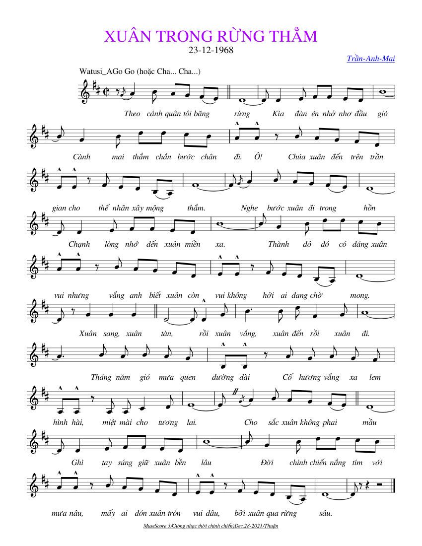 XUÂN_TRONG_RỪNG_THẲM Sheet music for Piano (Solo) Easy | Musescore.com