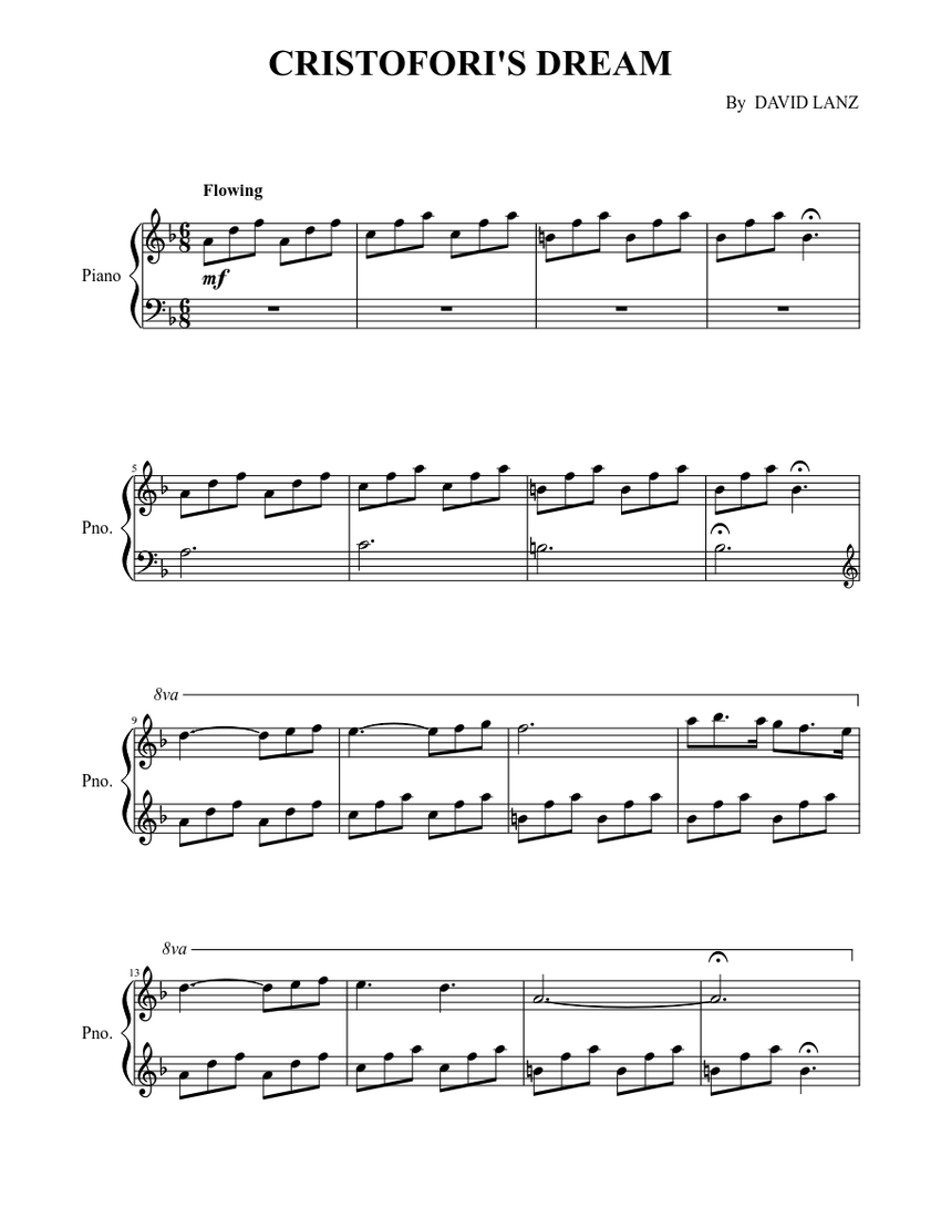 Cristofori S Dream David Lanz Sheet Music For Piano Solo Musescore Com