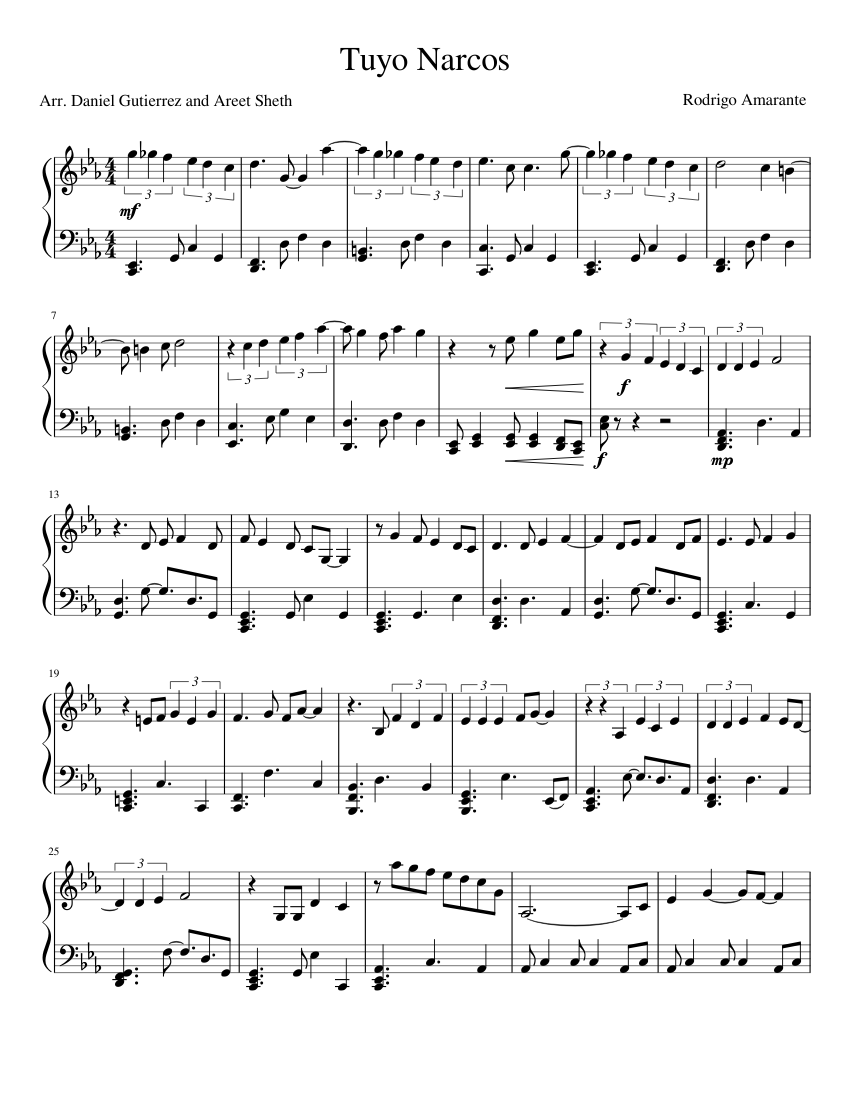 Tuyo - Narcos Main Theme Sheet music for Piano (Solo) | Musescore.com