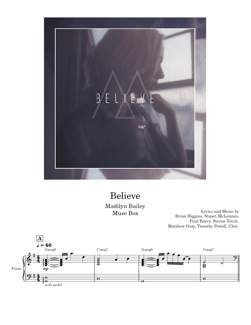 Believe Madilyn Bailey Sheet music for Piano, Voice (other) (Piano