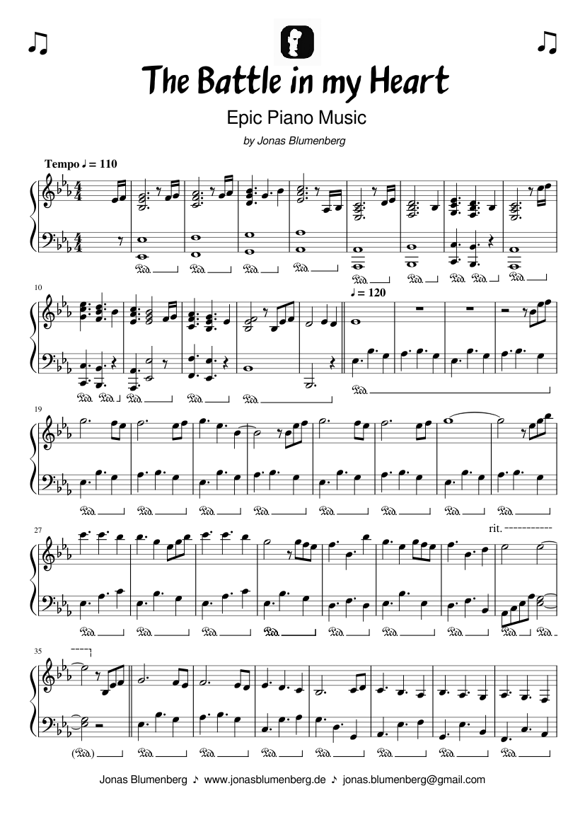 ♫ The Battle in my Heart (Epic Piano Music) Sheet music for Piano (Solo) |  Musescore.com