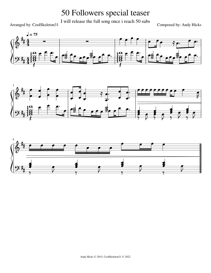 Mr Beast – Meme City 50 Followers special teaser Sheet music for Piano  (Solo)