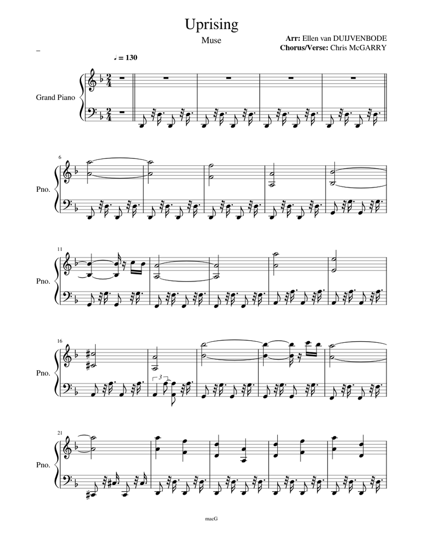 Uprising - Muse (Piano & Voice) Sheet music for Piano (Piano-Voice) |  Musescore.com