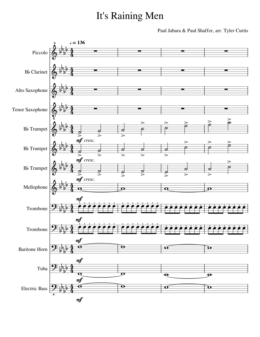 It's Raining Flute Guide.pdf It's Raining Men Sheet music for Trombone, Tuba, Mellophone, Flute ...