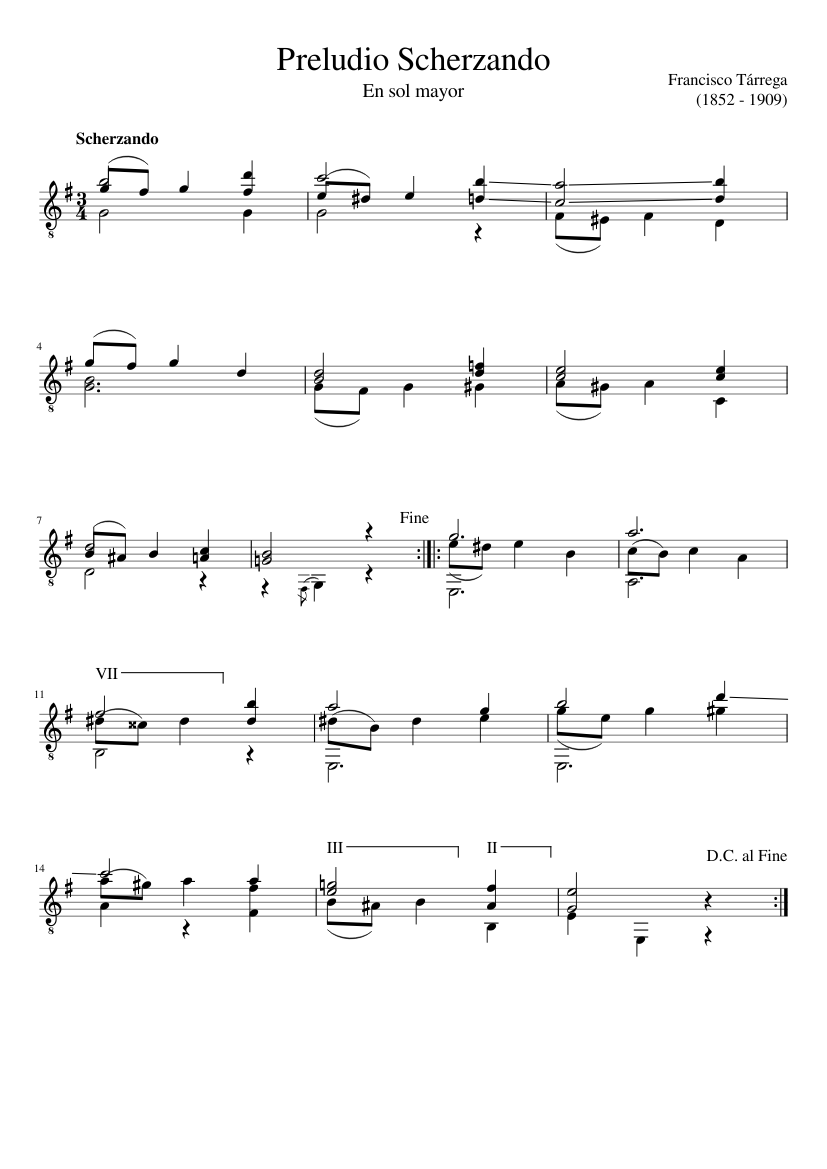 Francisco Tárrega - Preludio Scherzando