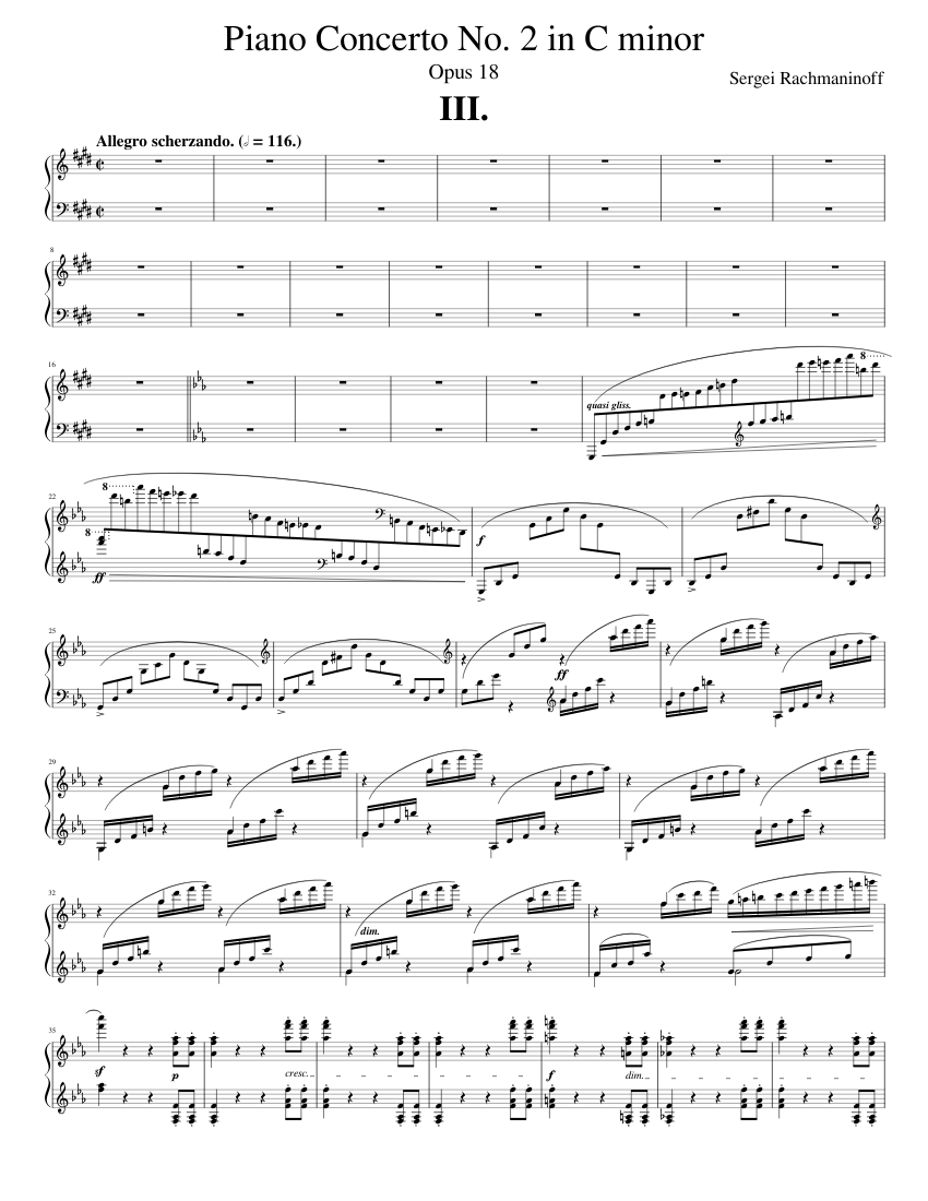 Rachmaninoff - Piano Concerto No. 2 (Op. 18) - 3rd Mvmt - Piano Solo Sheet  music for Piano (Solo) | Musescore.com