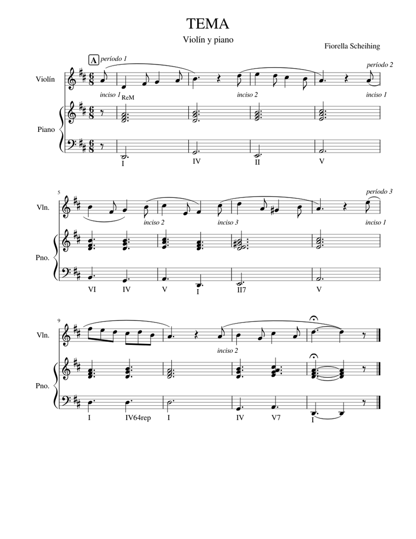 Tema - Fiorella Scheihing Sheet music for Piano, Violin (Piano Duo ...