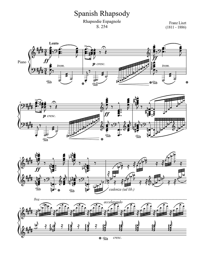 Spanish Rhapsody S. 254 Sheet music for Piano (Solo) | Musescore.com