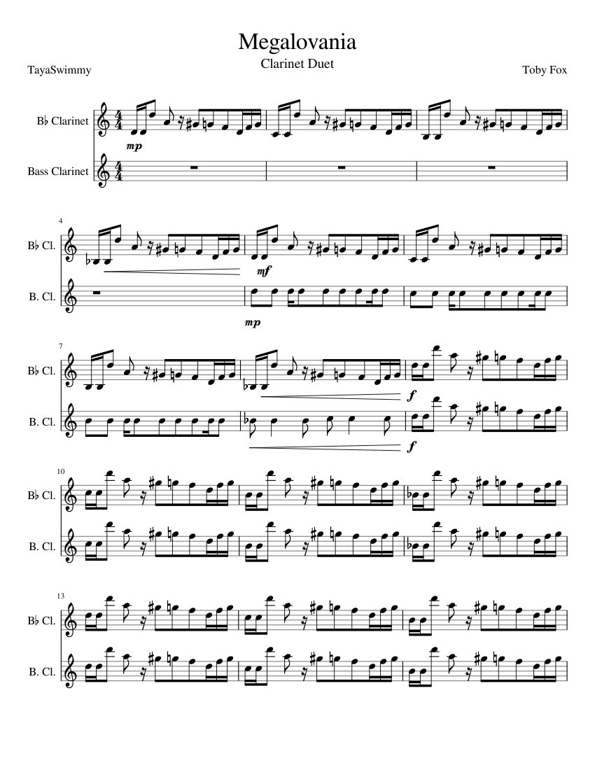megalovania clarinet sheet music - www.skgdt.ru.