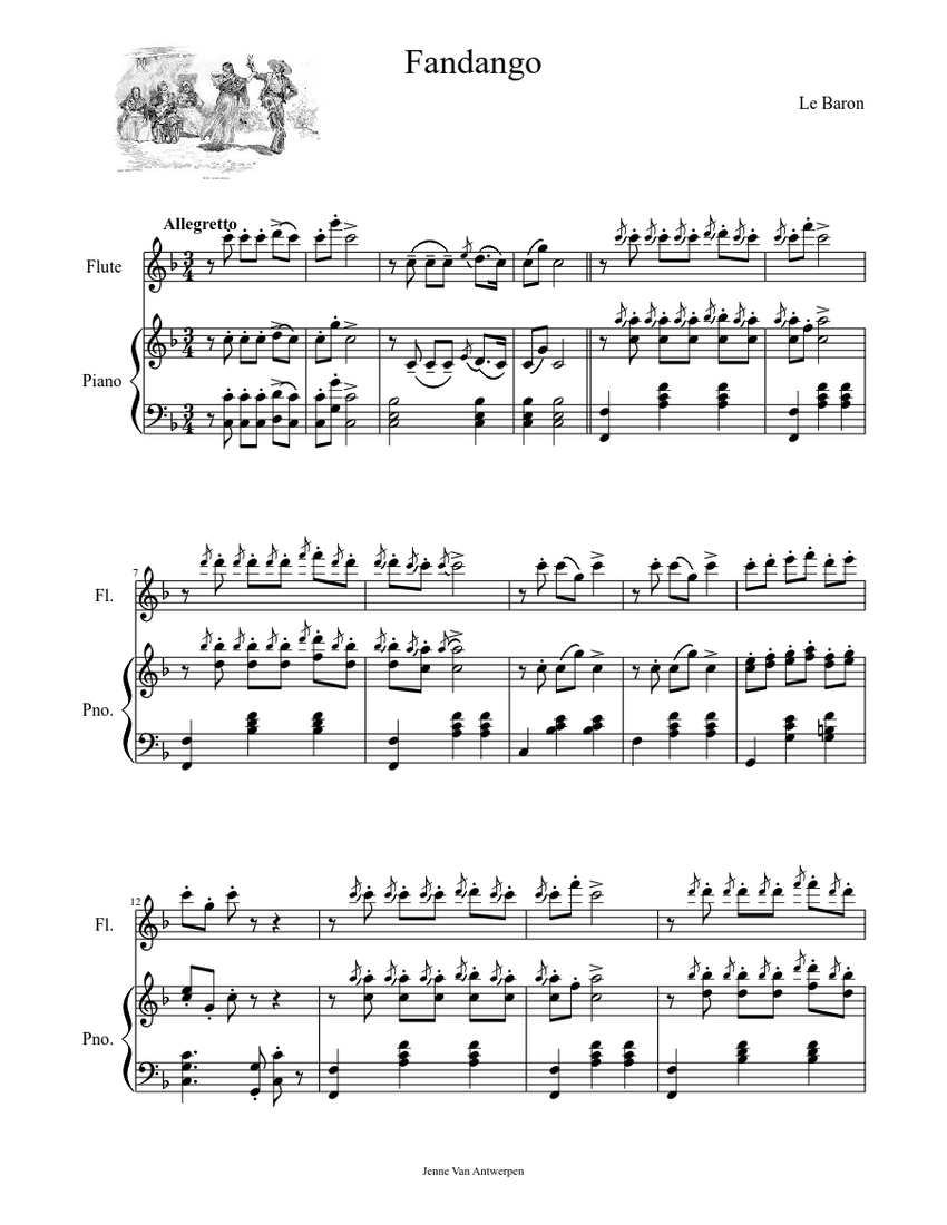 Fandango Sheet music for Piano, Flute (Solo) | Musescore.com