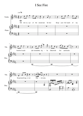 I See Fire By Ed Sheeran Free Sheet Music Download Pdf Or Print On Musescore Com