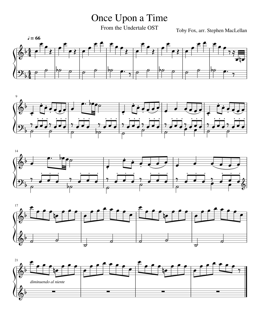 Undertale: Once Upon a Time Sheet Music for Piano (Solo) easy