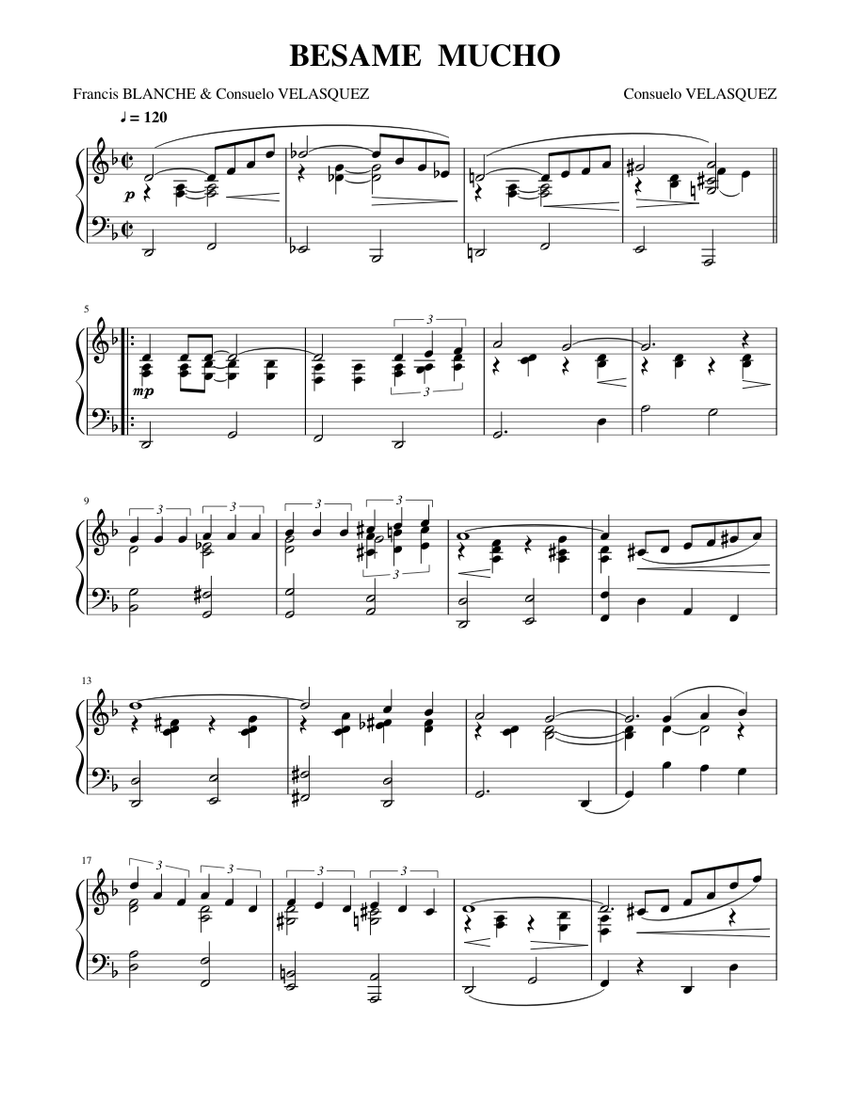 Besame Mucho Sheet Music For Piano Solo Musescore Com