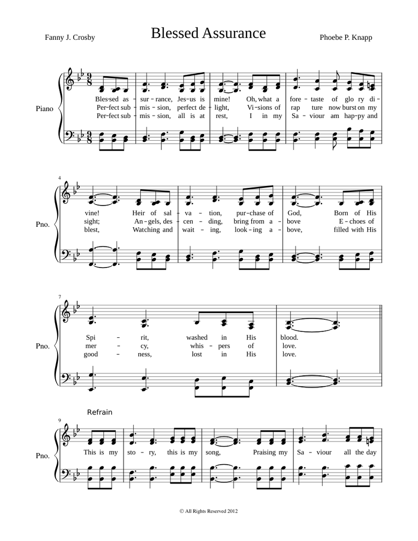 Blessed Assurance Sheet music for Piano (Solo) | Musescore.com