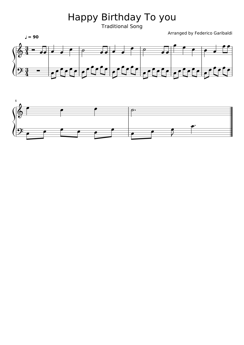 Happy Birthday To you Sheet music for Piano (Solo) | Musescore.com