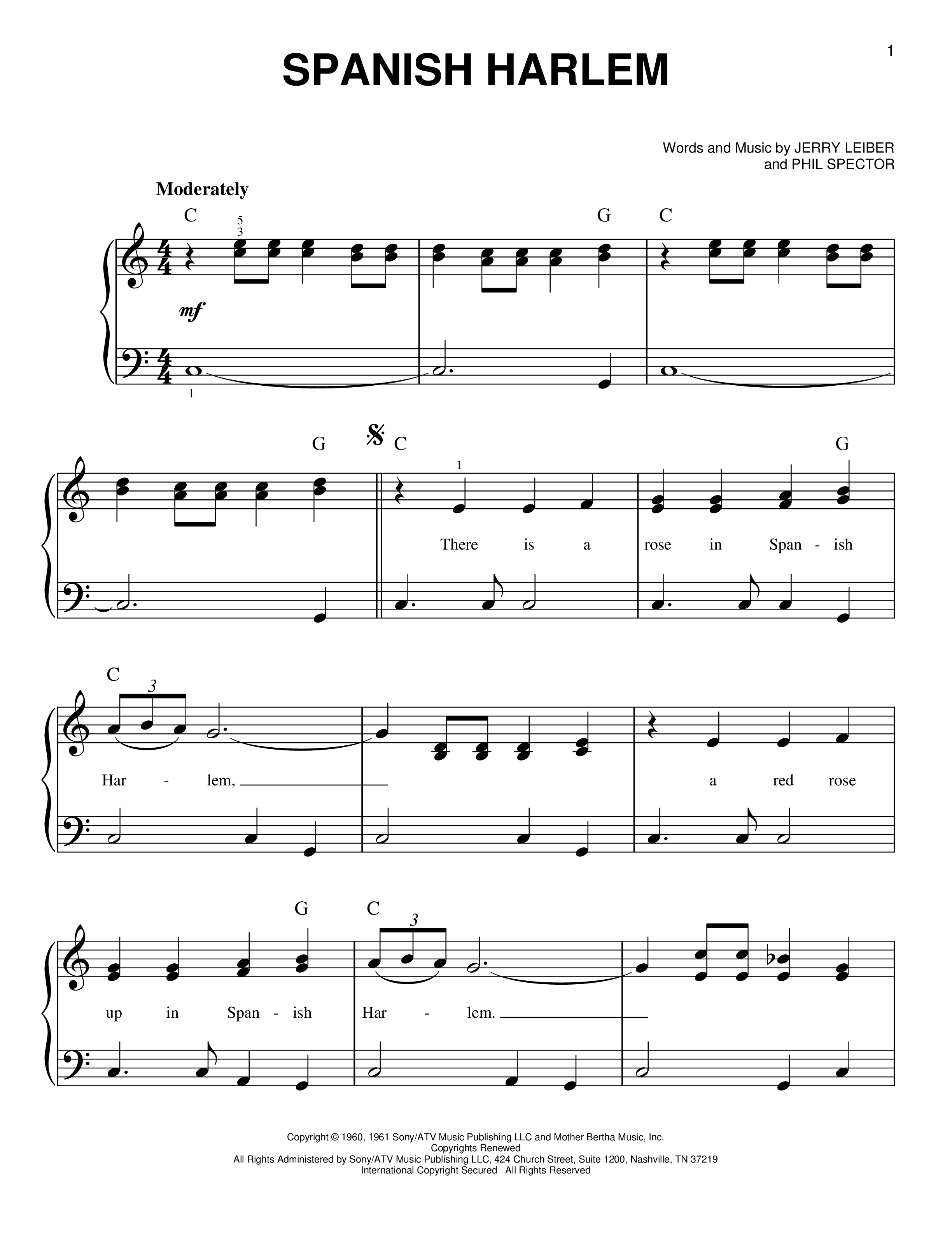 Play Official version of Spanish harlem Sheet Music by Ben E. King for ...