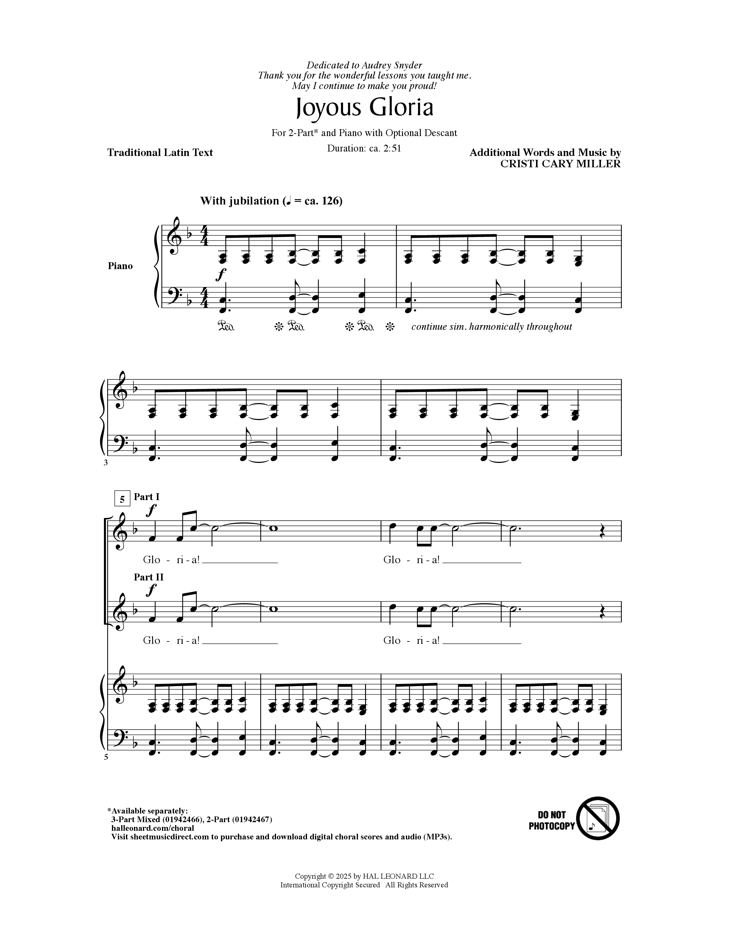 Play Official version of Gloria Deo Sheet Music by Cristi Cary