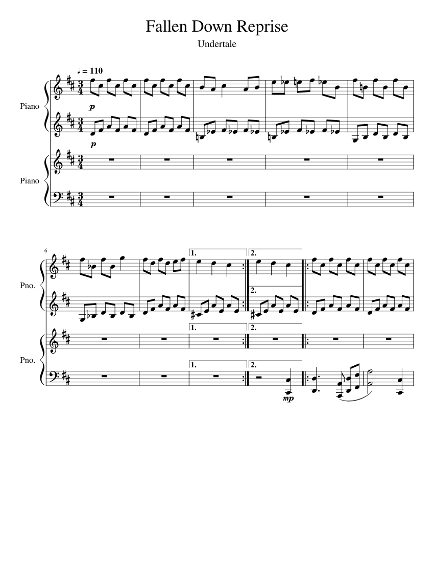 Fallen_Down_Reprise Sheet music for Piano (Piano Duo) | Musescore.com