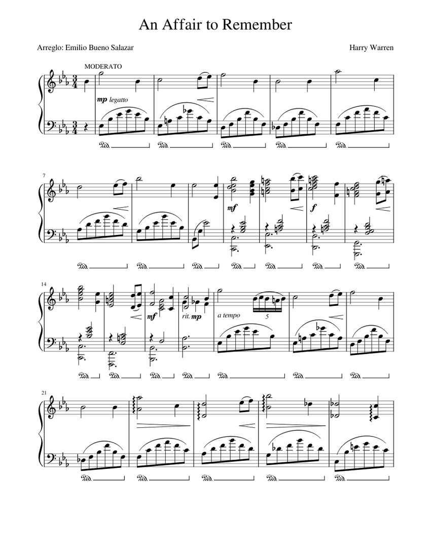 An affair to remember Sheet music for Piano (Solo) | Musescore.com