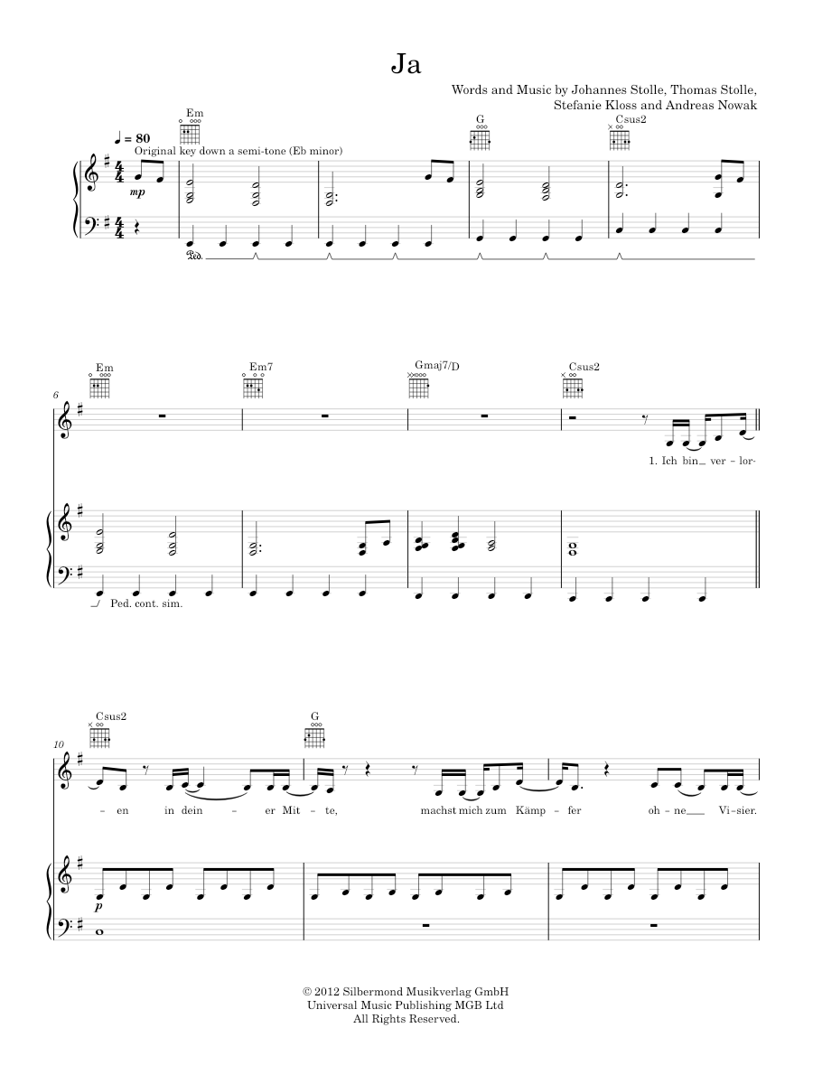 ja Sheet music for Piano, Vocals: Music Notes