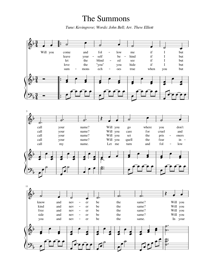 The Summons Sheet music for Piano, Vocals (Piano-Voice) | Musescore.com