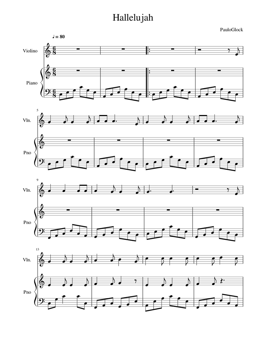 Hallelujah Sheet music for Piano, Violin (Solo) | Download and print in