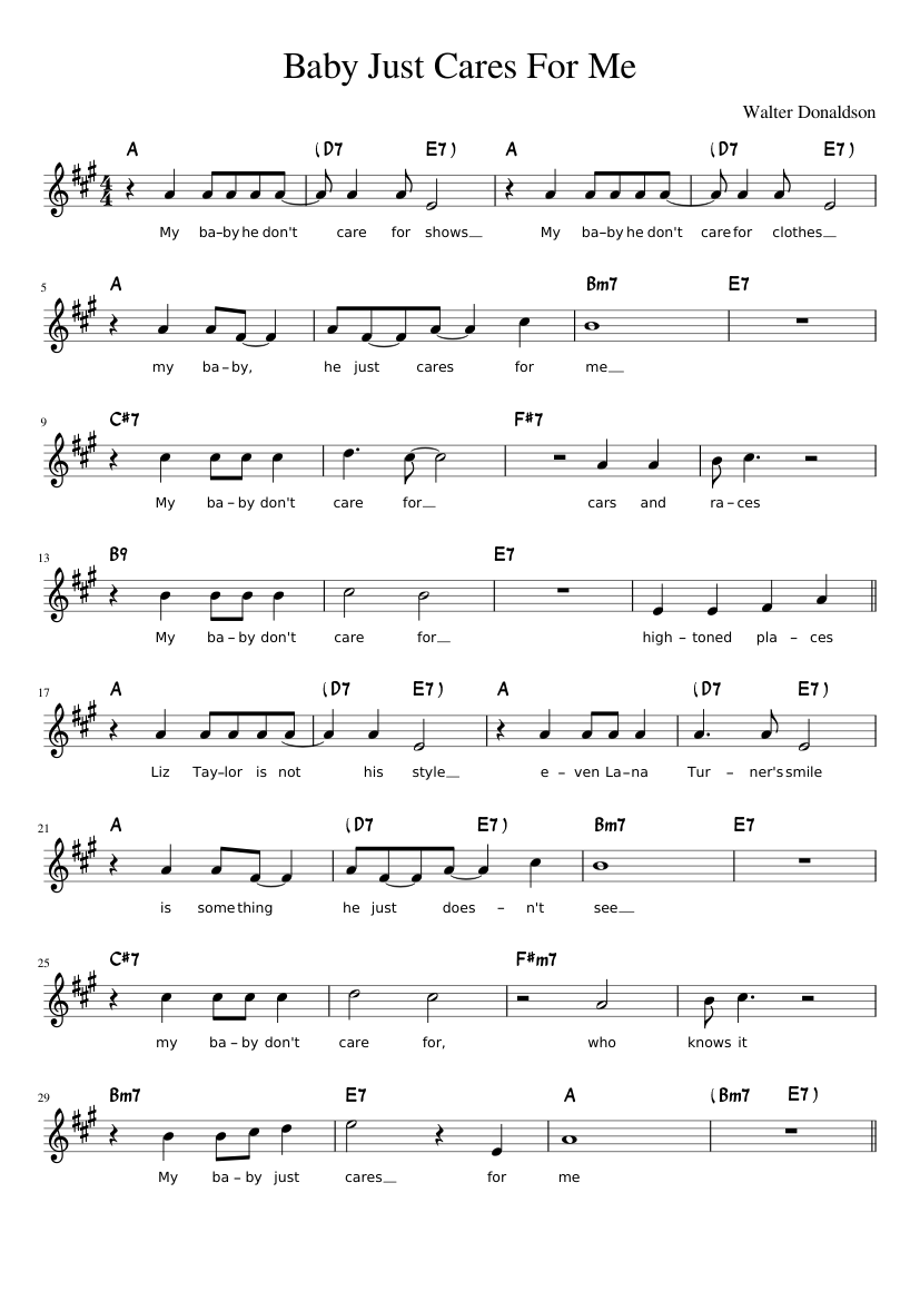 My Baby Just Cares For Me Sheet music for Piano (Solo) | Musescore.com