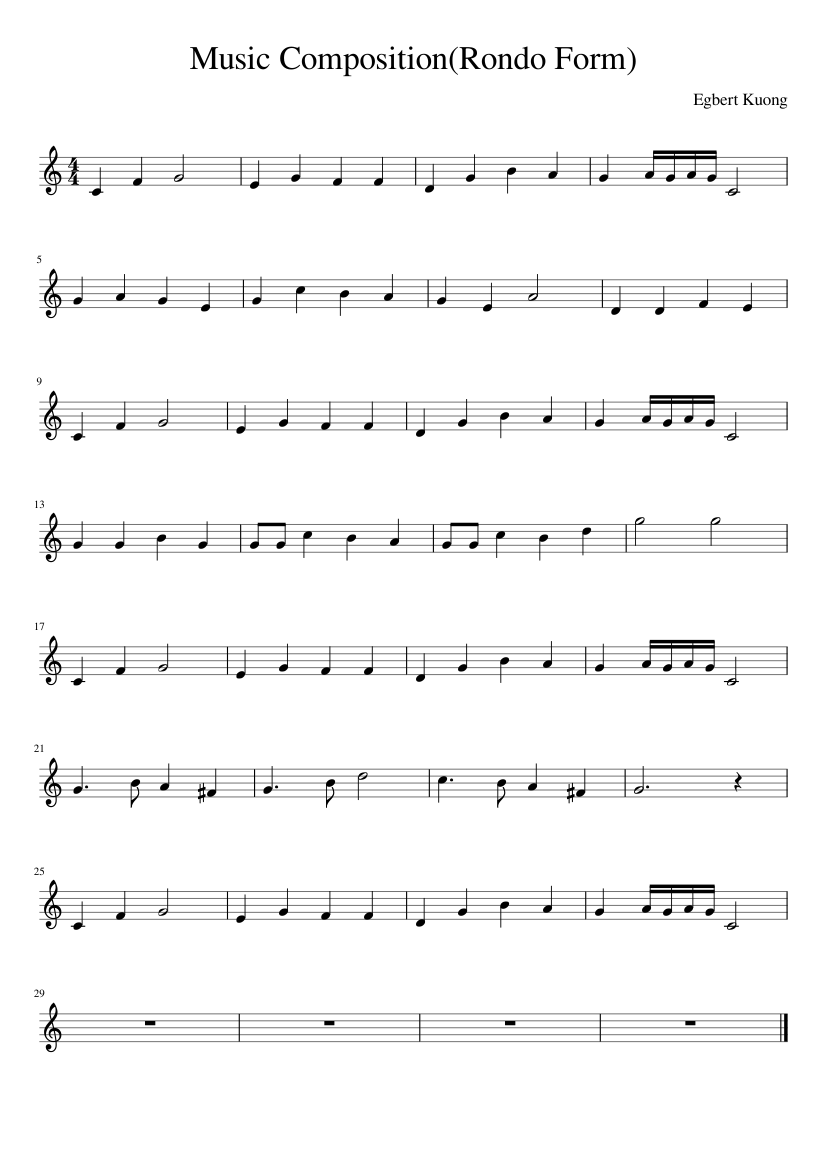 Music Composition(Rondo Form) Sheet music for Piano (Solo) Easy ...