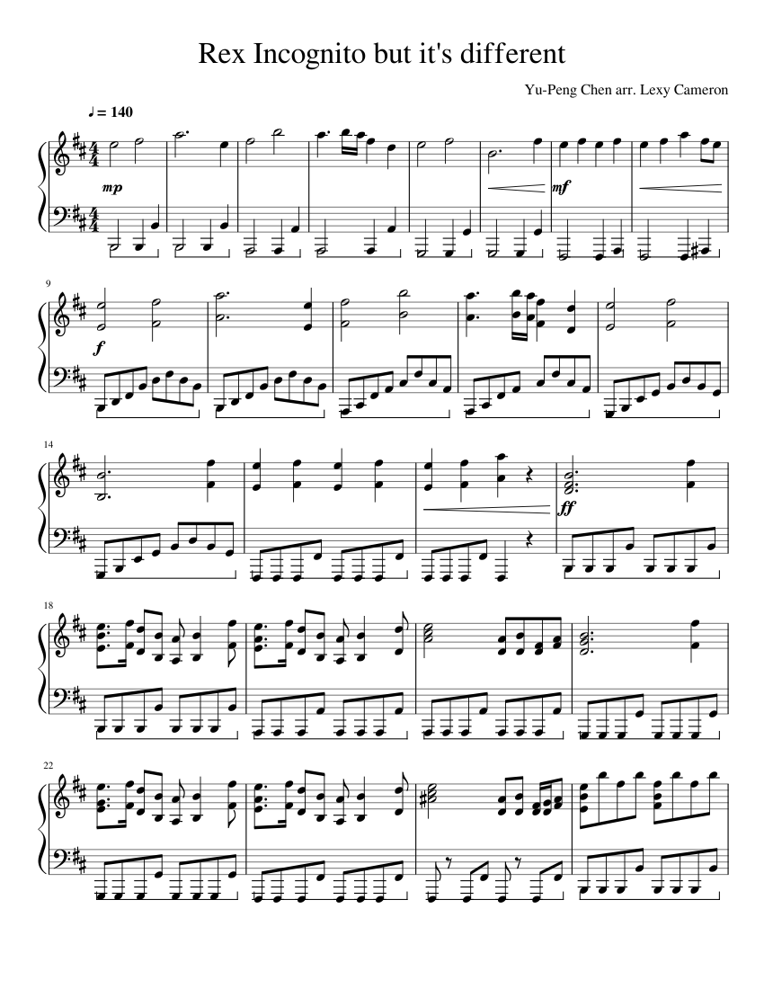 Rex Incognito but it's different Sheet music for Piano (Solo ...
