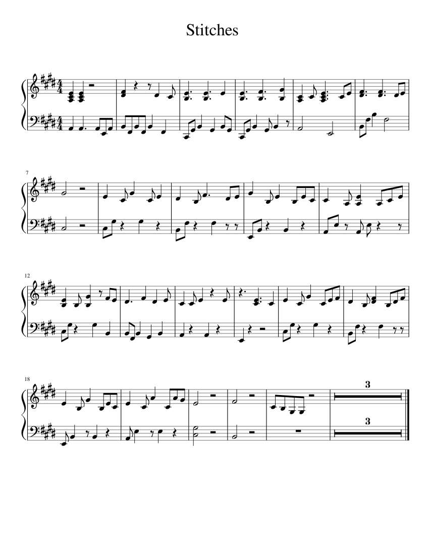 Stitches Sheet music for Piano (Solo) | Musescore.com