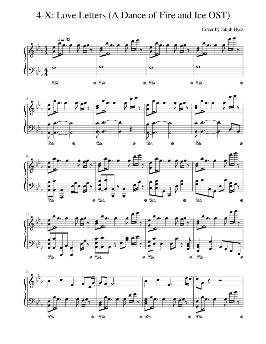 4-X: Love Letters (A Dance of Fire and Ice OST) Sheet music for Piano  (Solo) | Musescore.com