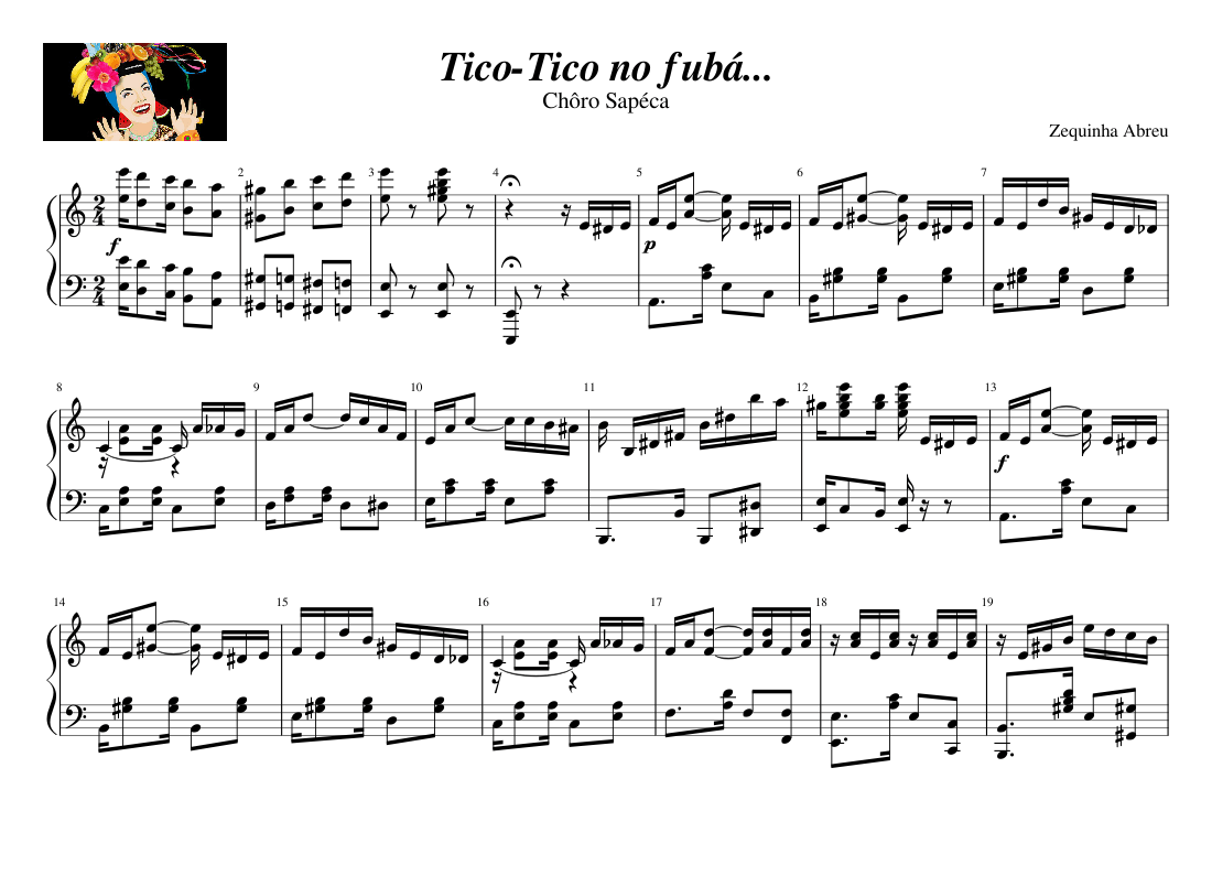 Zequinha Abreu: Tico-Tico no fubá Sheet music for Piano, Accordion,  Vibraphone, Kalimba & more instruments (Mixed Quintet) | Musescore.com