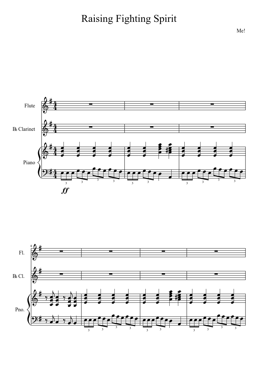 Naruto- Raising Fighting Spirit Sheet music for Piano, Flute, Clarinet  other (Mixed Trio) | Musescore.com