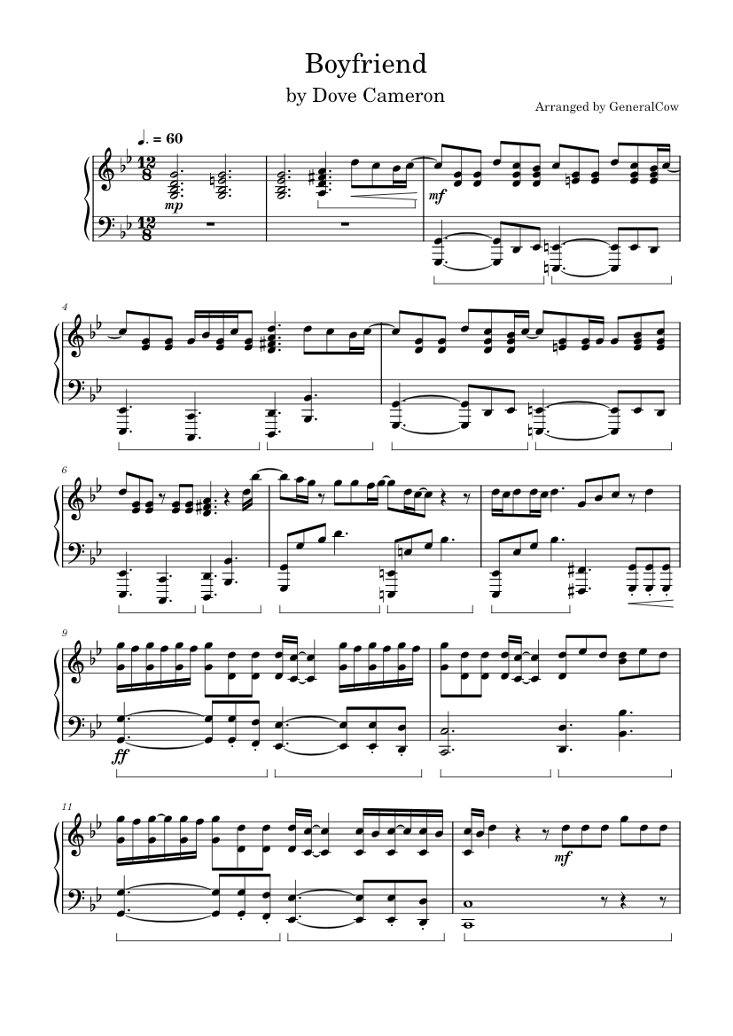 Boyfriend Dove Cameron (Piano Solo) Sheet music for Piano (Solo)