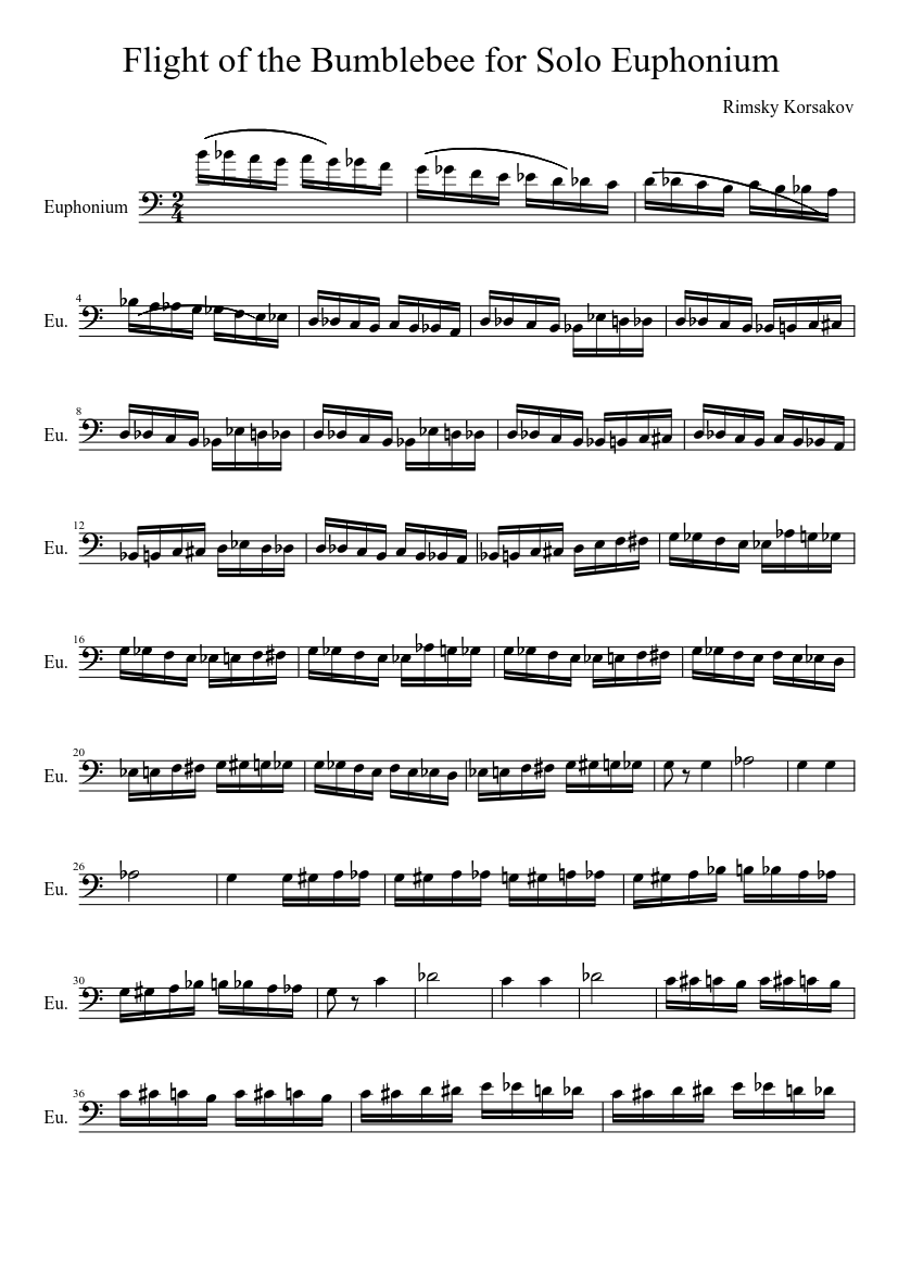 Flight of the Bumblebee for Solo Euphonium Sheet music for Euphonium (Solo)  | Musescore.com