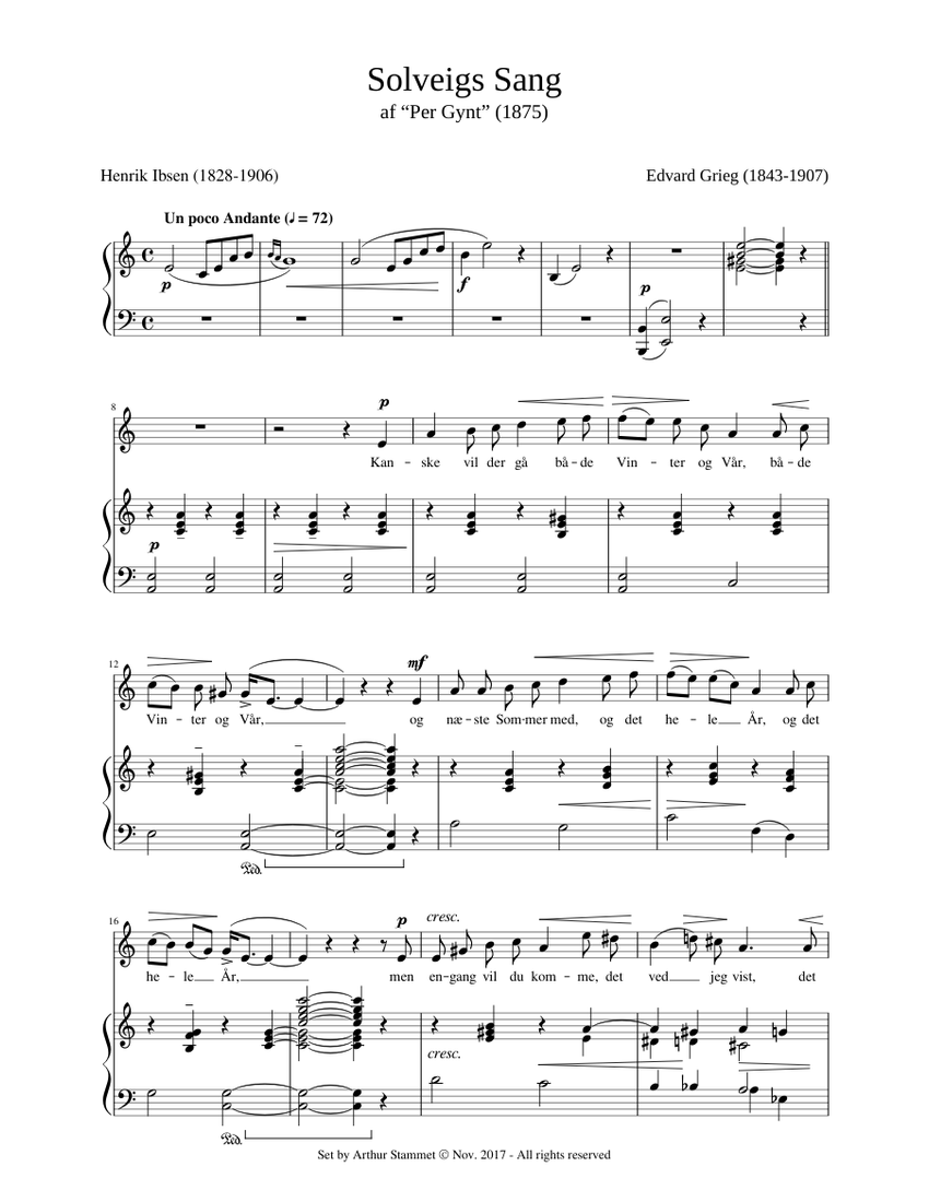 Grieg - Solveigs Sang Sheet music for Soprano (Solo) | Musescore.com