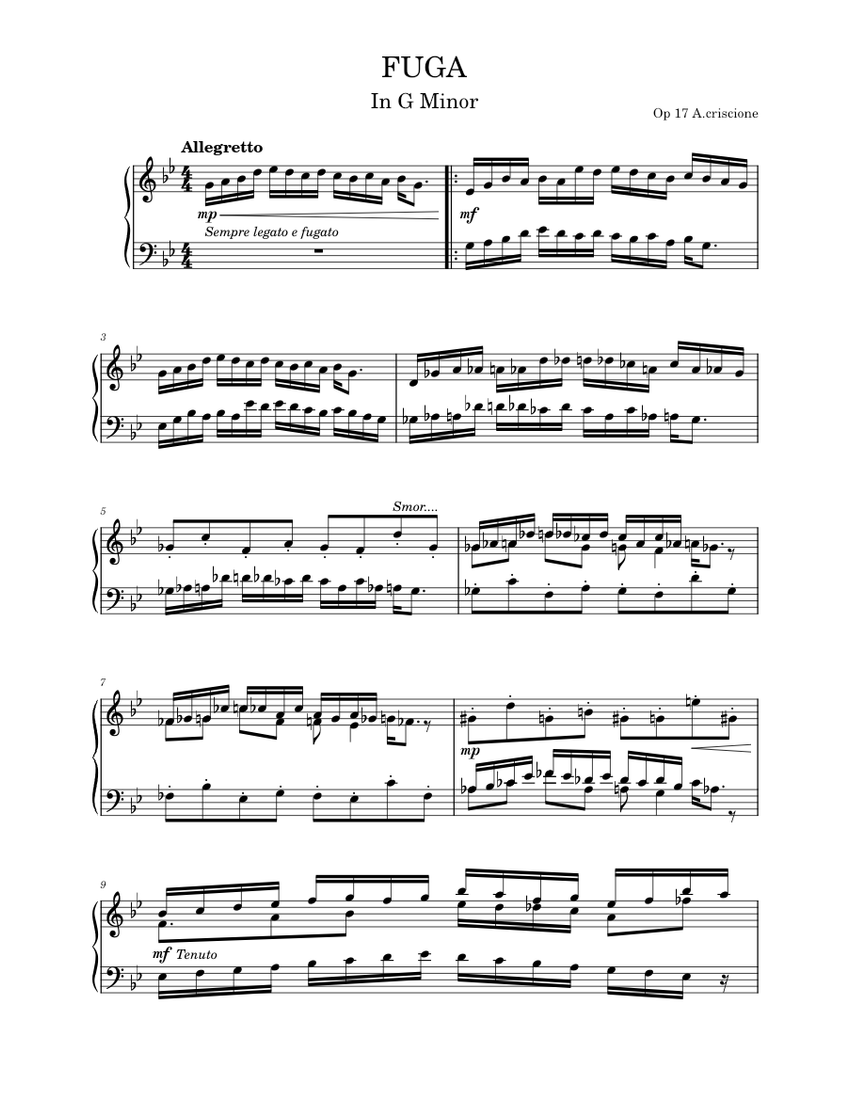 FUGA Sheet music for Piano (Solo) | Musescore.com