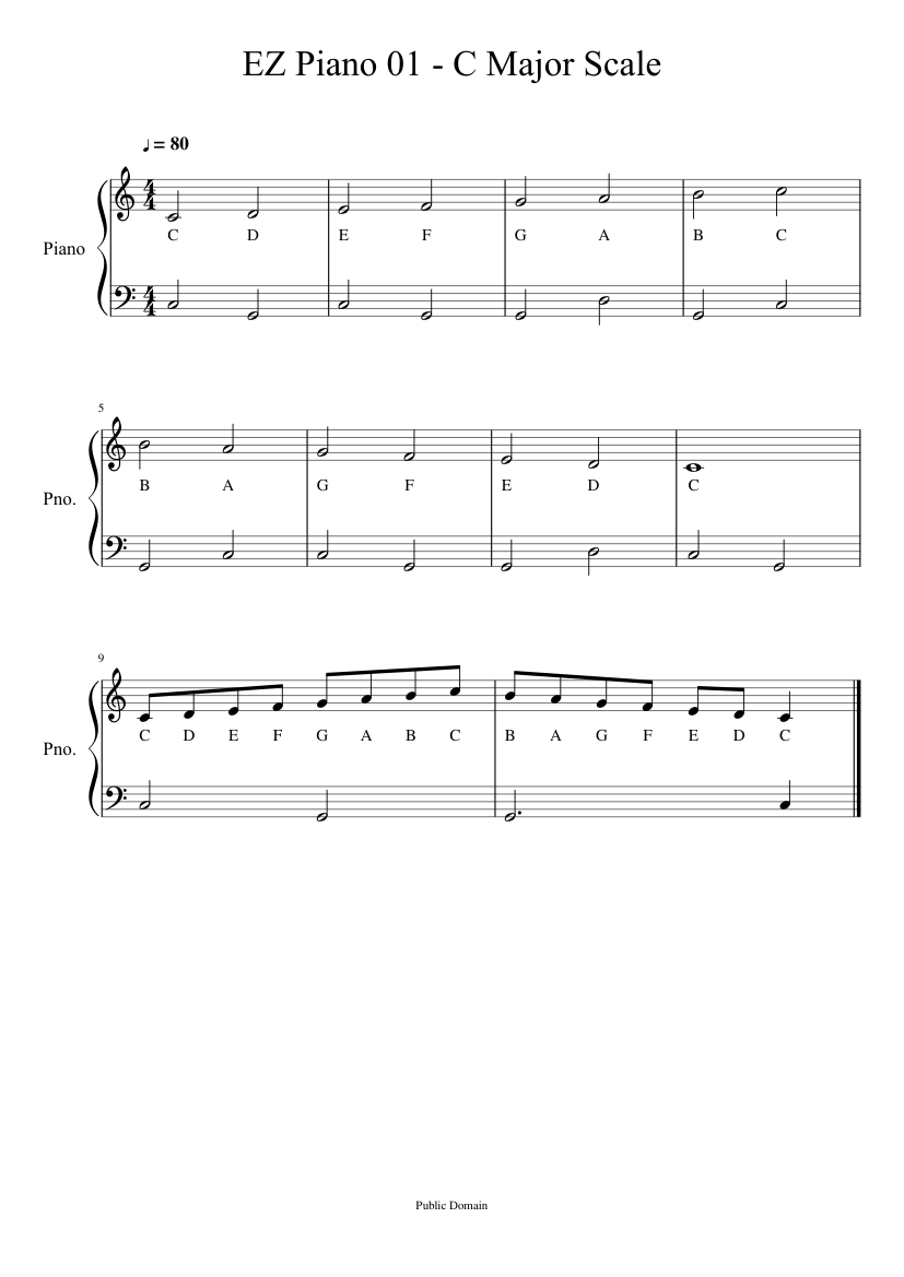 EZ Piano 01 - C Major Scale Sheet music for Piano (Solo) | Musescore.com