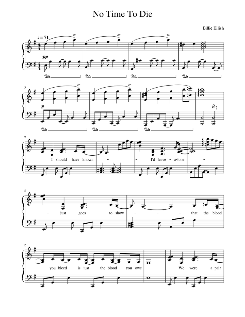 No Time To Die Sheet music for Piano (Solo) | Download and print in PDF